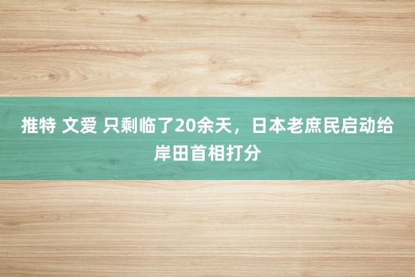 推特 文爱 只剩临了20余天，日本老庶民启动给岸田首相打分