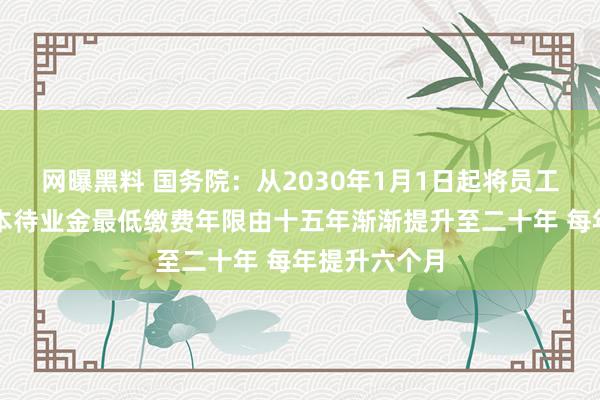 网曝黑料 国务院：从2030年1月1日起将员工按月领取基本待业金最低缴费年限由十五年渐渐提升至二十年 每年提升六个月