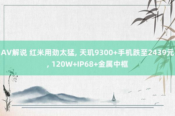 AV解说 红米用劲太猛， 天玑9300+手机跌至2439元， 120W+IP68+金属中框