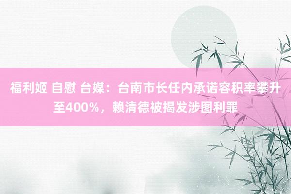 福利姬 自慰 台媒：台南市长任内承诺容积率攀升至400%，赖清德被揭发涉图利罪