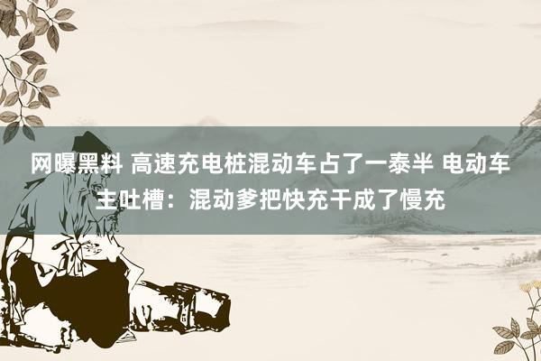 网曝黑料 高速充电桩混动车占了一泰半 电动车主吐槽：混动爹把快充干成了慢充