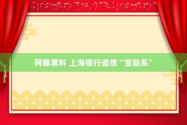 网曝黑料 上海银行追债“宝能系”