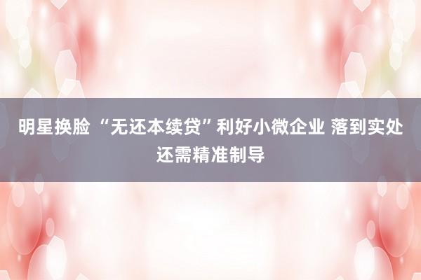 明星换脸 “无还本续贷”利好小微企业 落到实处还需精准制导