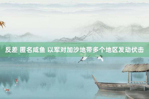 反差 匿名咸鱼 以军对加沙地带多个地区发动伏击