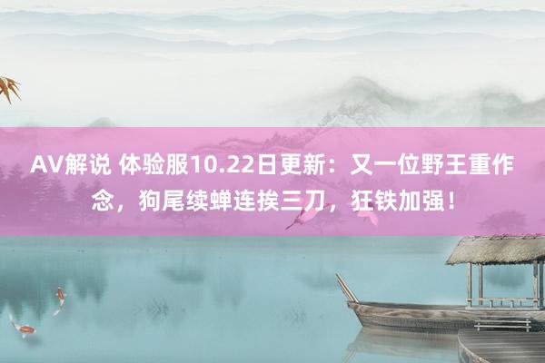 AV解说 体验服10.22日更新：又一位野王重作念，狗尾续蝉连挨三刀，狂铁加强！