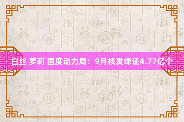 白丝 萝莉 国度动力局：9月核发绿证4.77亿个