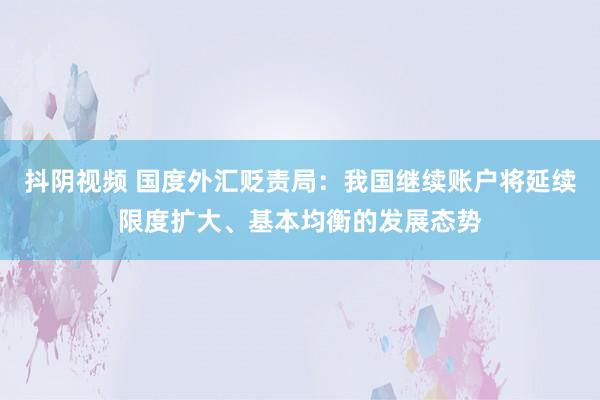 抖阴视频 国度外汇贬责局：我国继续账户将延续限度扩大、基本均衡的发展态势
