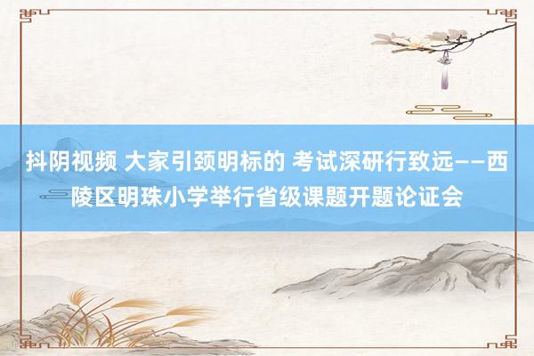 抖阴视频 大家引颈明标的 考试深研行致远——西陵区明珠小学举行省级课题开题论证会
