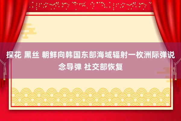 探花 黑丝 朝鲜向韩国东部海域辐射一枚洲际弹说念导弹 社交部恢复