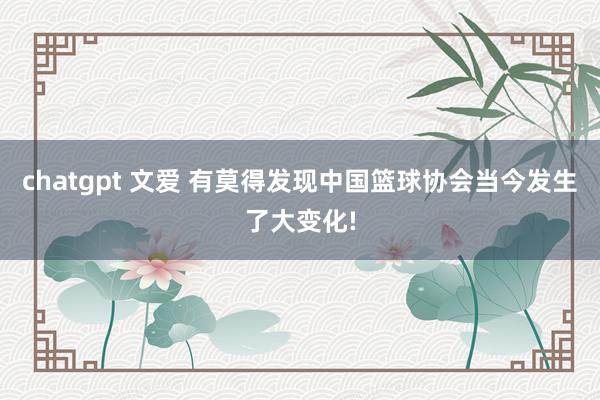 chatgpt 文爱 有莫得发现中国篮球协会当今发生了大变化!