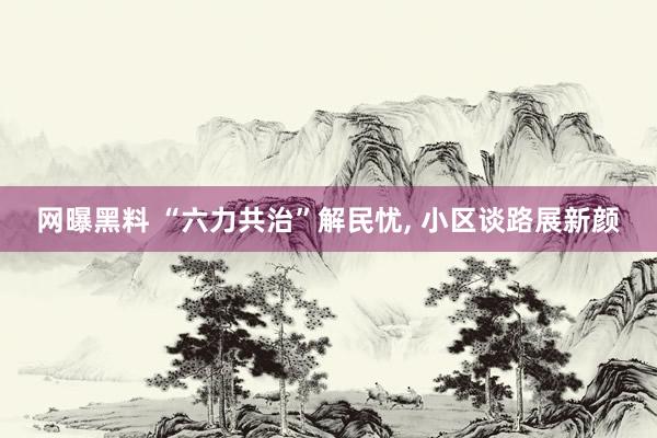 网曝黑料 “六力共治”解民忧， 小区谈路展新颜