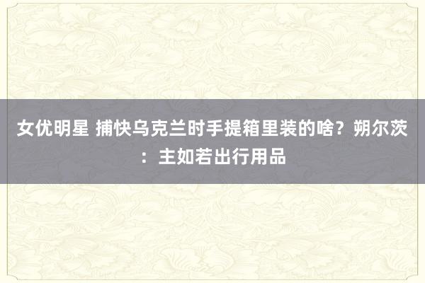 女优明星 捕快乌克兰时手提箱里装的啥？朔尔茨：主如若出行用品