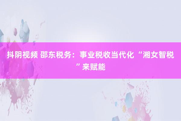 抖阴视频 邵东税务：事业税收当代化 “湘女智税”来赋能
