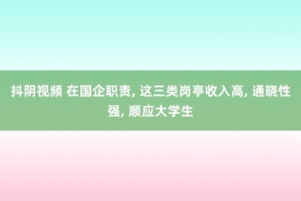 抖阴视频 在国企职责， 这三类岗亭收入高， 通晓性强， 顺应大学生
