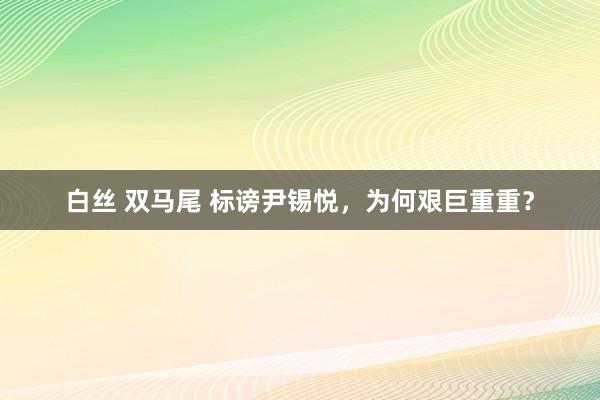 白丝 双马尾 标谤尹锡悦，为何艰巨重重？
