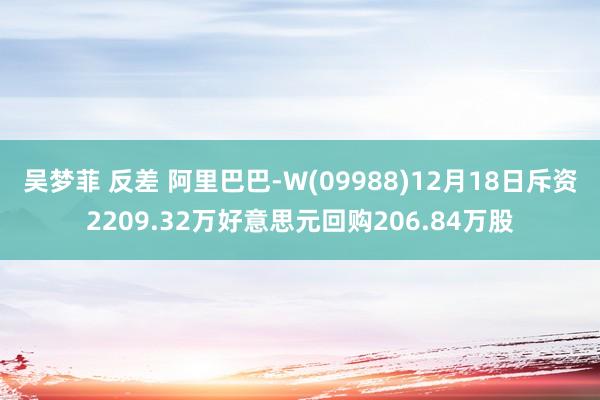 吴梦菲 反差 阿里巴巴-W(09988)12月18日斥资2209.32万好意思元回购206.84万股
