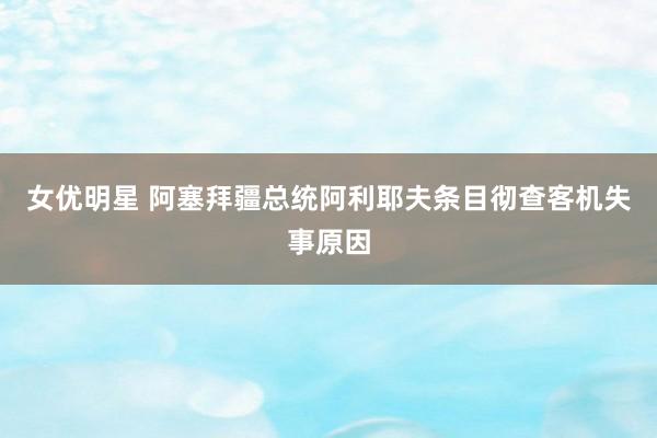 女优明星 阿塞拜疆总统阿利耶夫条目彻查客机失事原因
