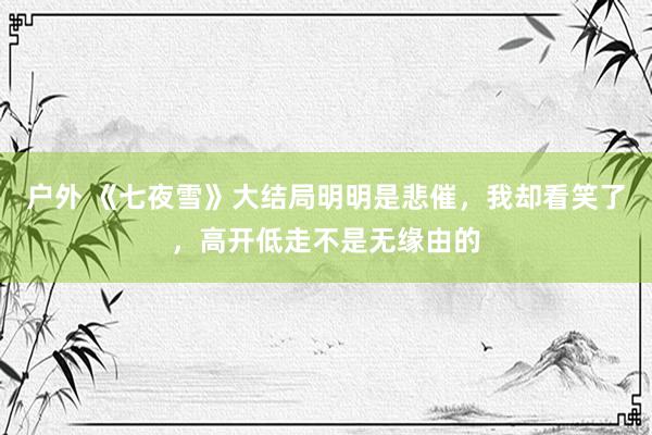 户外 《七夜雪》大结局明明是悲催，我却看笑了，高开低走不是无缘由的