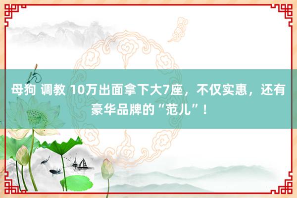 母狗 调教 10万出面拿下大7座，不仅实惠，还有豪华品牌的“范儿”！