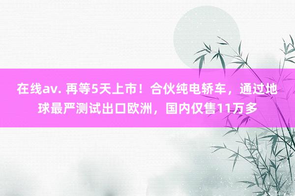 在线av. 再等5天上市！合伙纯电轿车，通过地球最严测试出口欧洲，国内仅售11万多