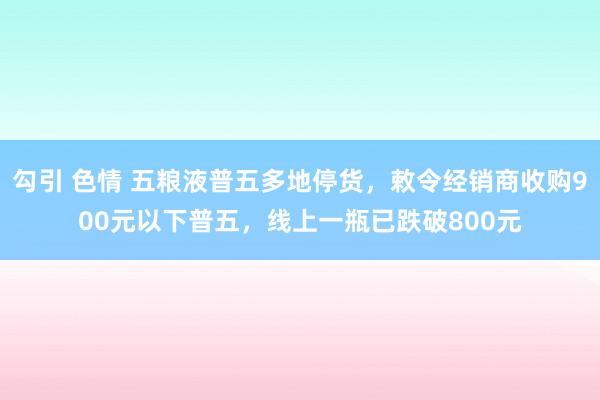 勾引 色情 五粮液普五多地停货，敕令经销商收购900元以下普五，线上一瓶已跌破800元