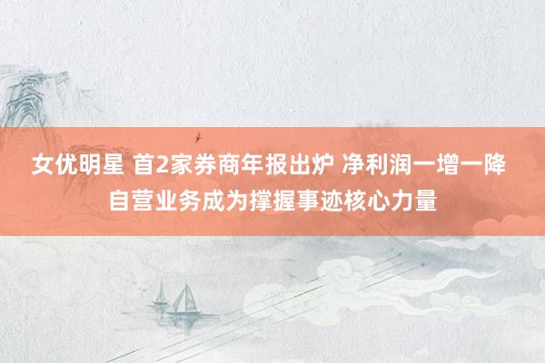 女优明星 首2家券商年报出炉 净利润一增一降 自营业务成为撑握事迹核心力量
