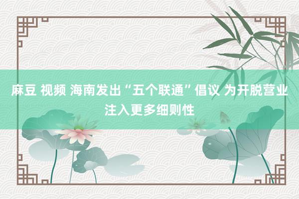 麻豆 视频 海南发出“五个联通”倡议 为开脱营业注入更多细则性