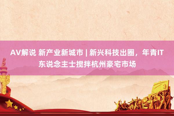 AV解说 新产业新城市 | 新兴科技出圈，年青IT东说念主士搅拌杭州豪宅市场