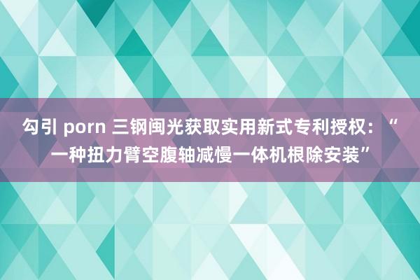 勾引 porn 三钢闽光获取实用新式专利授权：“一种扭力臂空腹轴减慢一体机根除安装”