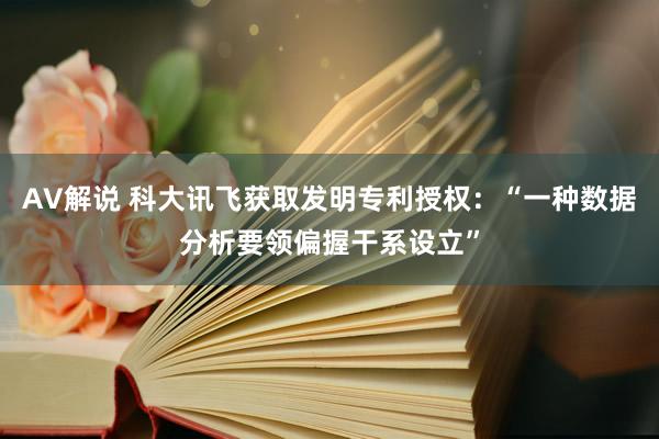 AV解说 科大讯飞获取发明专利授权：“一种数据分析要领偏握干系设立”