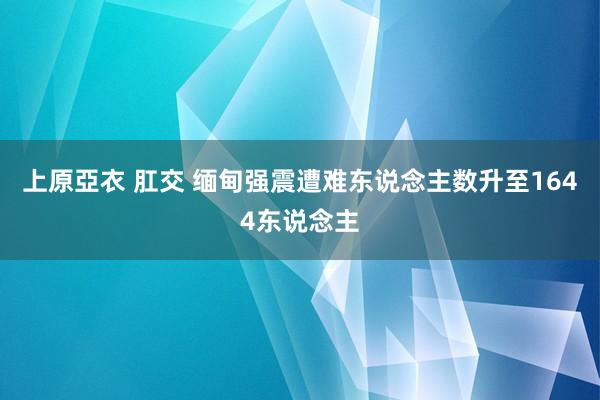 上原亞衣 肛交 缅甸强震遭难东说念主数升至1644东说念主