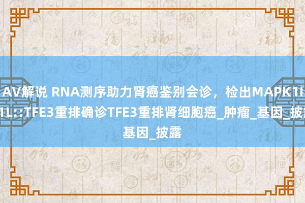AV解说 RNA测序助力肾癌鉴别会诊，检出MAPK1IP1L::TFE3重排确诊TFE3重排肾细胞癌_肿瘤_基因_披露