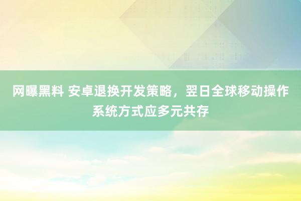 网曝黑料 安卓退换开发策略，翌日全球移动操作系统方式应多元共存