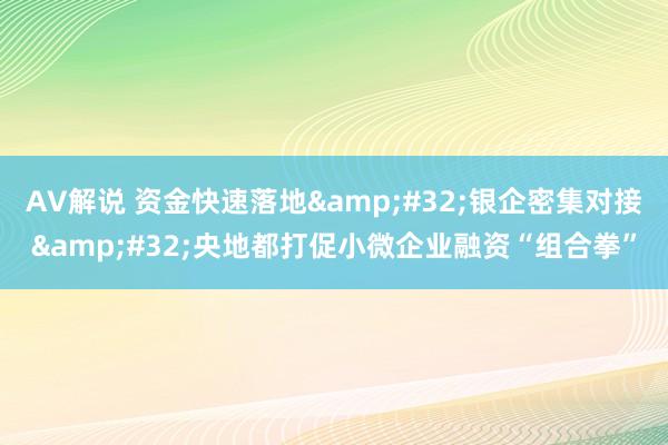 AV解说 资金快速落地&#32;银企密集对接&#32;央地都打促小微企业融资“组合拳”
